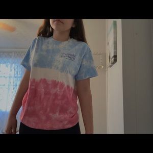 Blue white + pink tie dye Simply Southern t-shirt